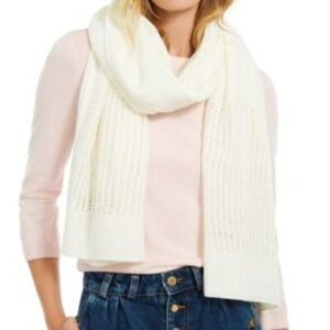 DKNY Open-Knit Blocked Scarf, Cream, One Size